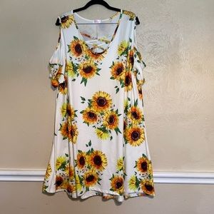 Blue Time Sunflower Off the Shoulder Dress